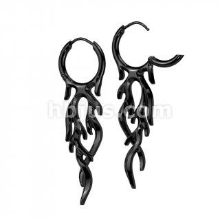 Pair of 316L Stainless Steel Flame Hinged Hoop Earrings