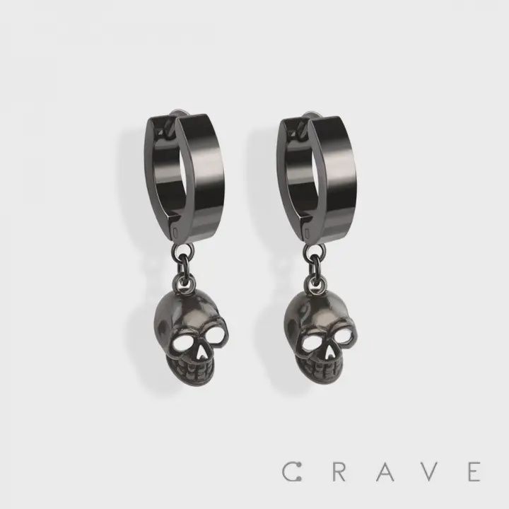 Black w/ White Eyes Skull Earrings