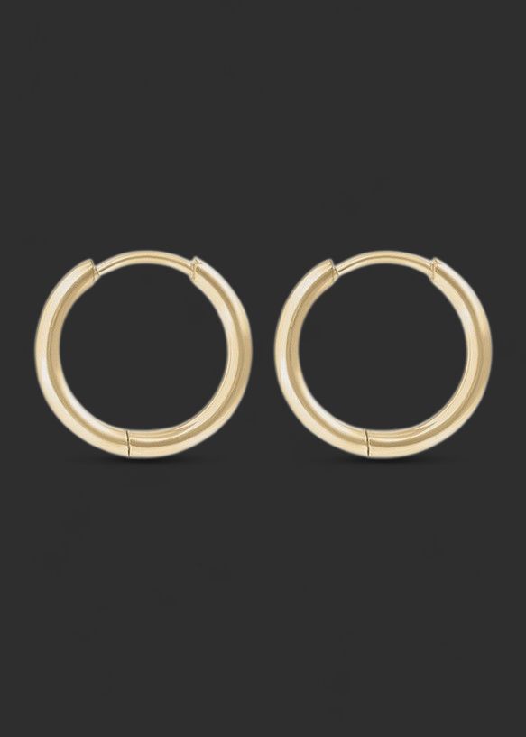12mm 18K Gold Pvd SS Classic Hoop Huggie Earrings