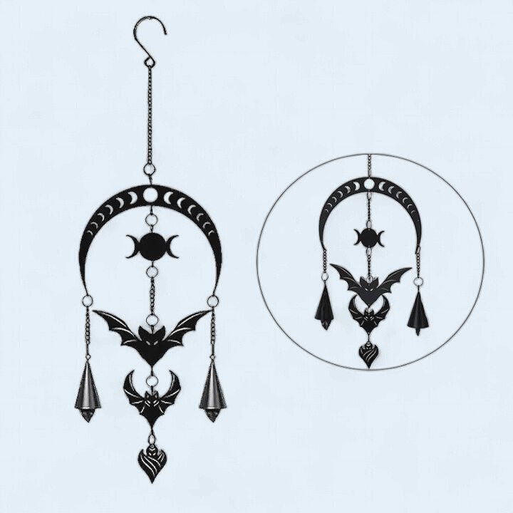 Alchemy Gothic Metal Hanging Decoration Bat Evilution Moon