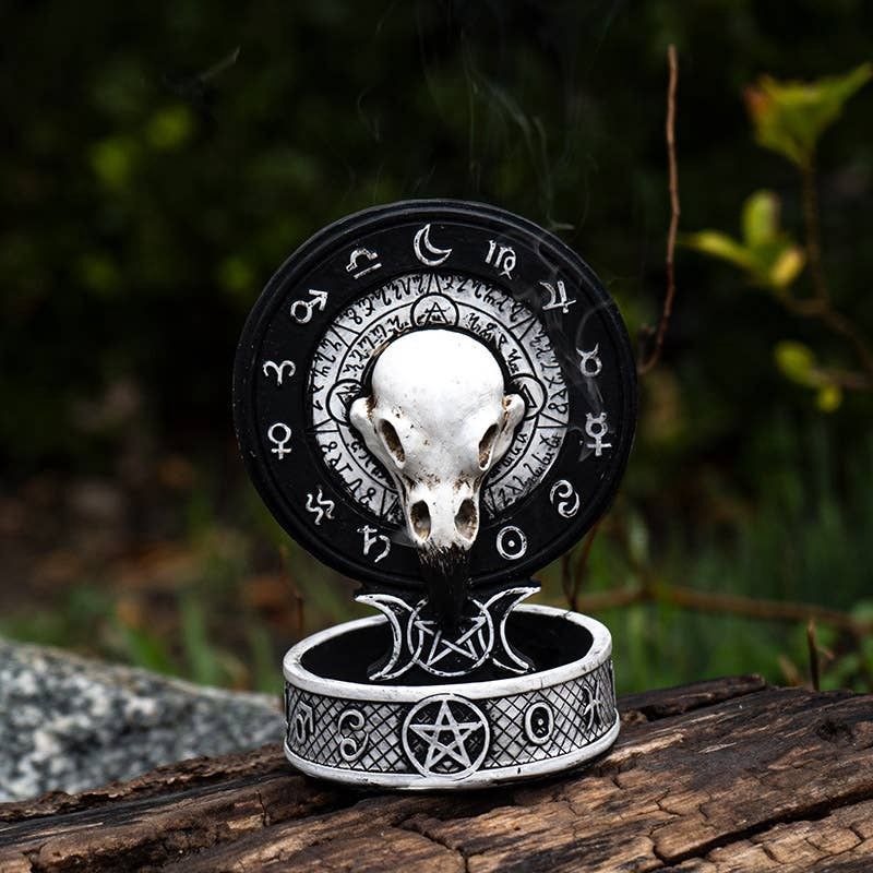 Raven Skull Backflow Incense Burner(1)