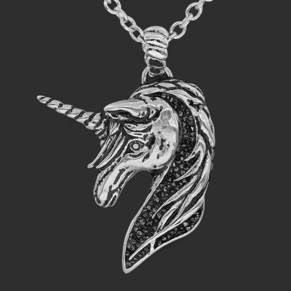 Controse Unicorn Necklace with Black Cz