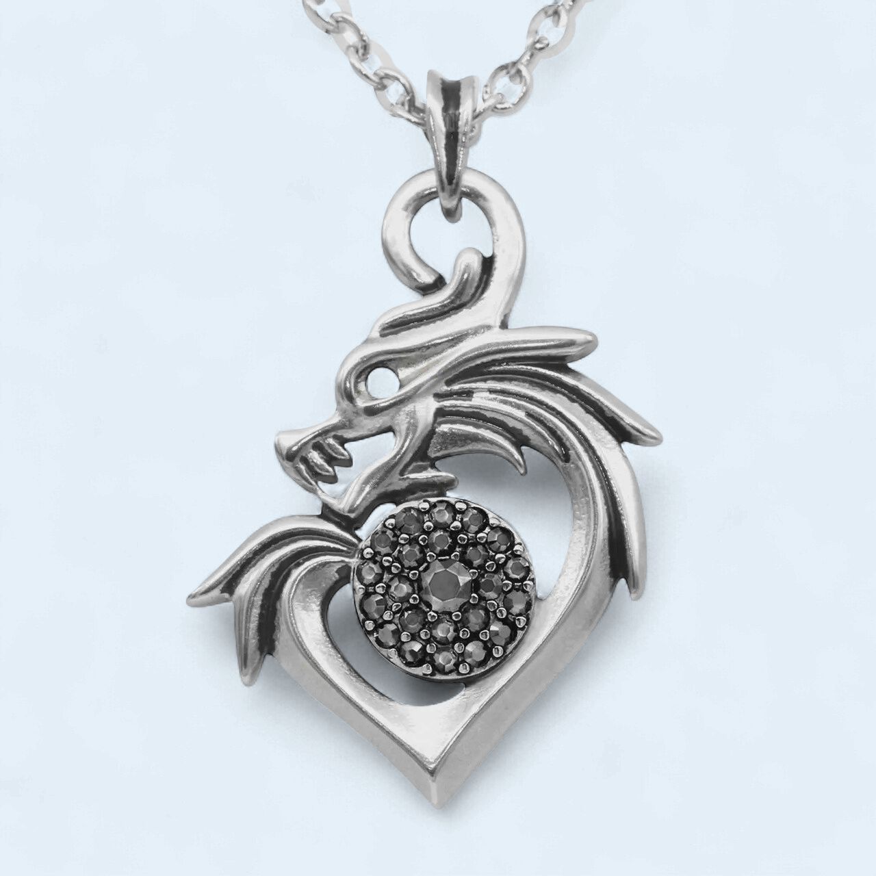 Dragon Necklace in Heart Sharped