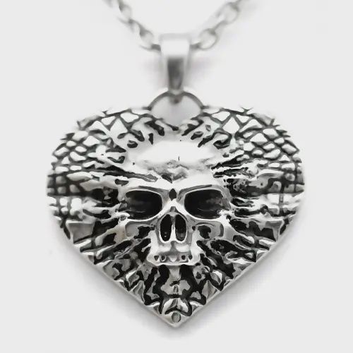 Controse Undying Love Skull Heart Necklace