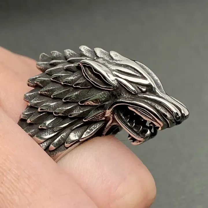 Celtic Wolf Head Ring