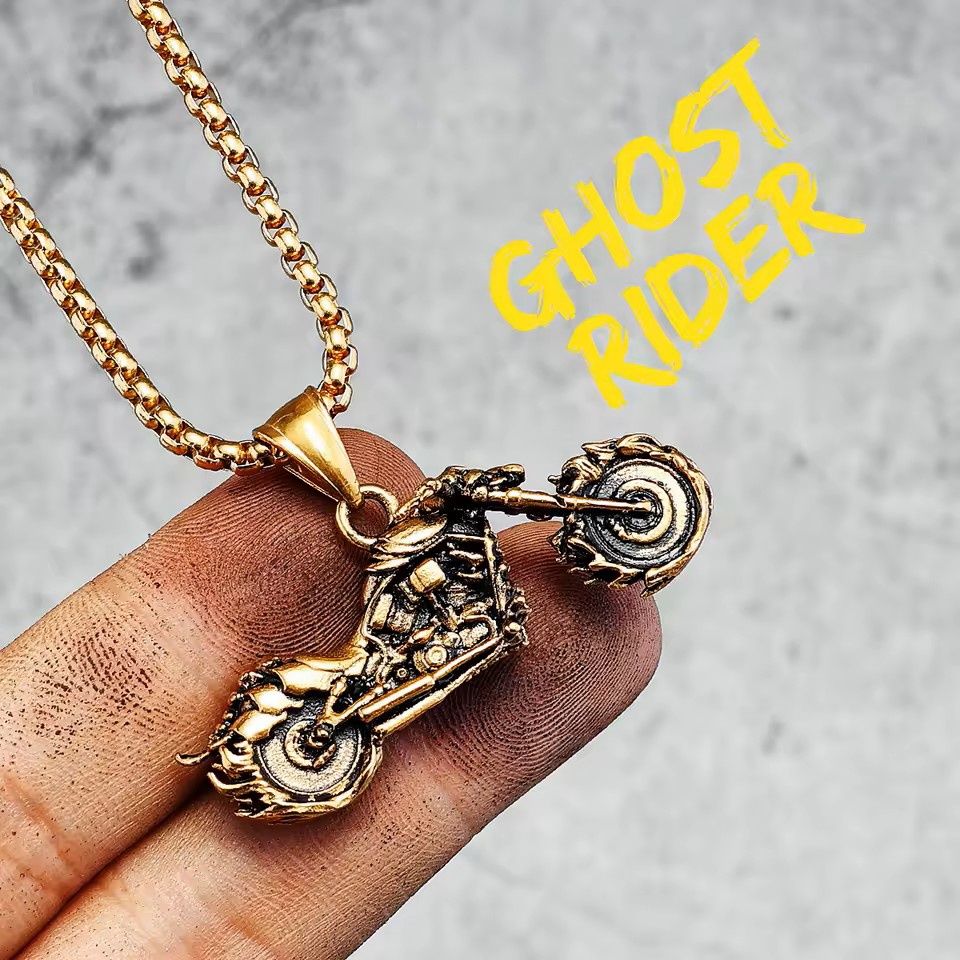 Gold Plated Ghost Rider Necklace