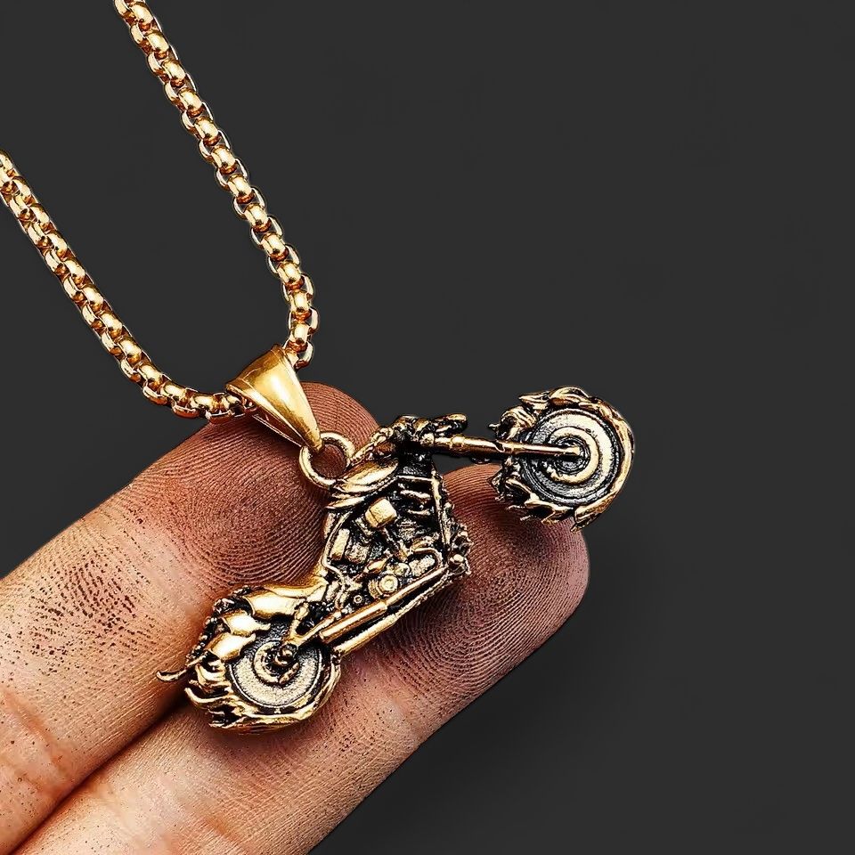 Gold PVD 316L Stainless Steel Ghost Rider Necklace
