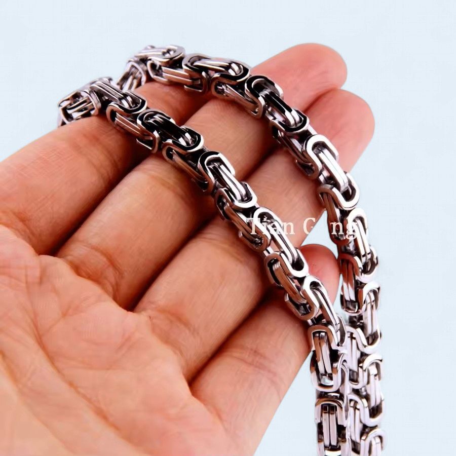 8" 316L Stainless Steel Byzantine Bracelet
