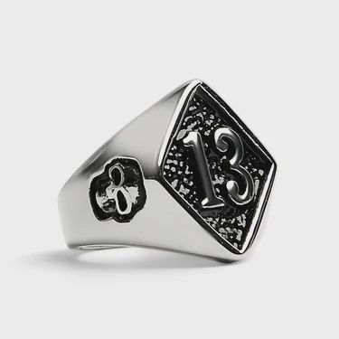 "13" and Skulls Signet Ring