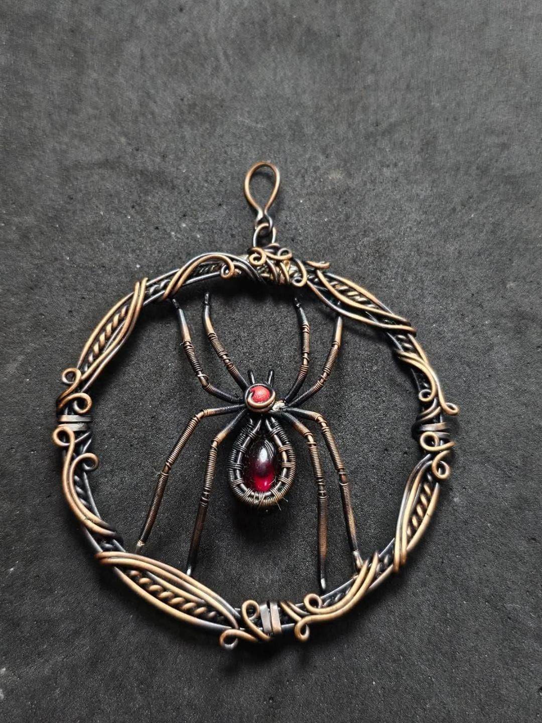 Handmade Wire Wrap Spider Pendant