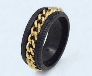 Black w/ Gold Chain Ring
