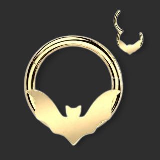 16GA 5/16" 316L Surgical Steel Hinged Gold PVD Bat Segment Ring