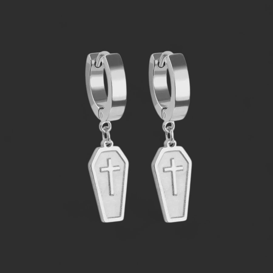 316L Stainless Steel Coffin Pendant Earrings