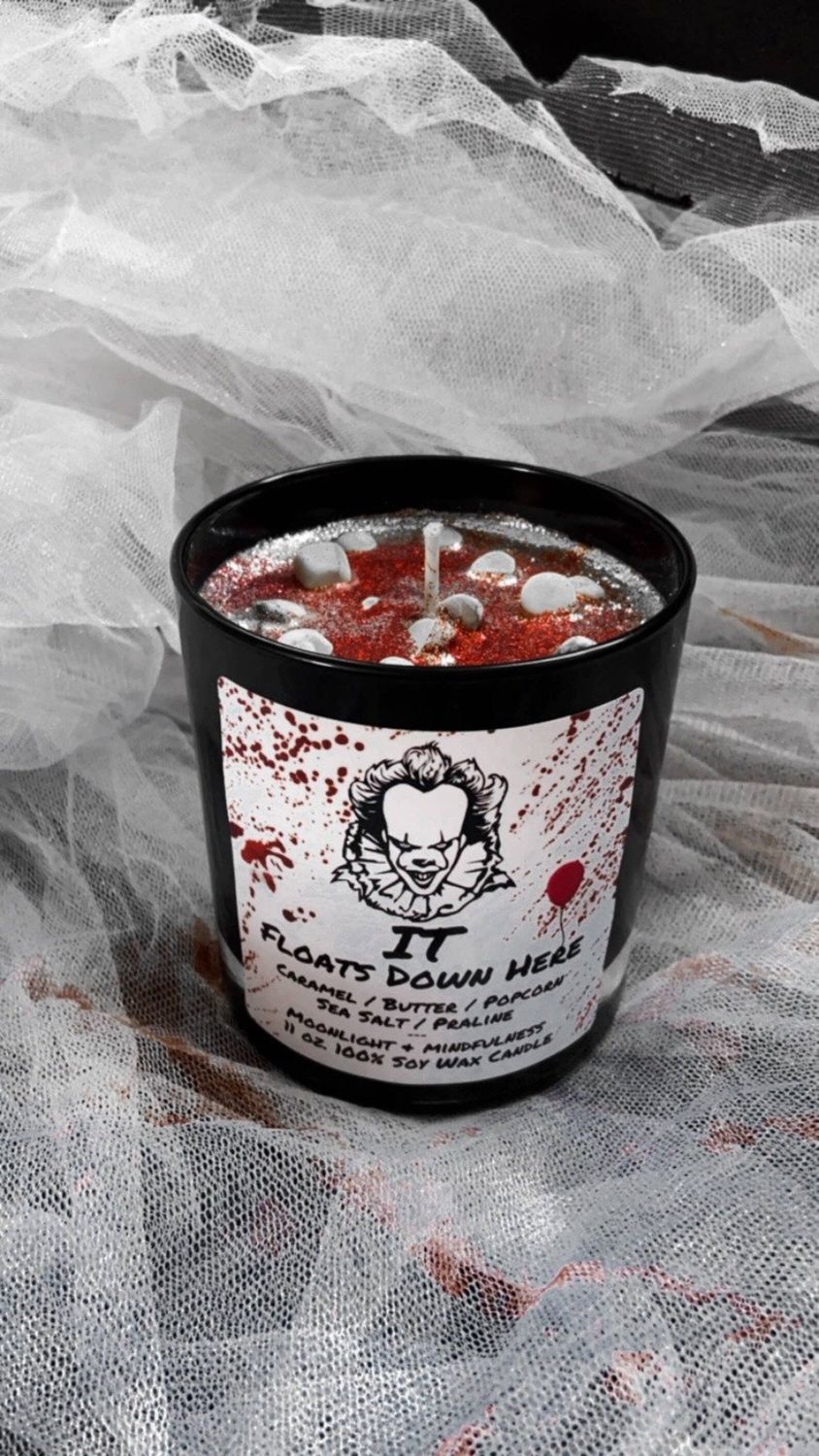 IT Floats Down Here 100% Soy Wax Crystal Candle, Horror