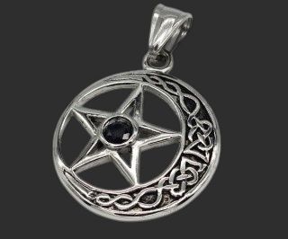 316L Stainless Steel Wiccan Moon Pendant