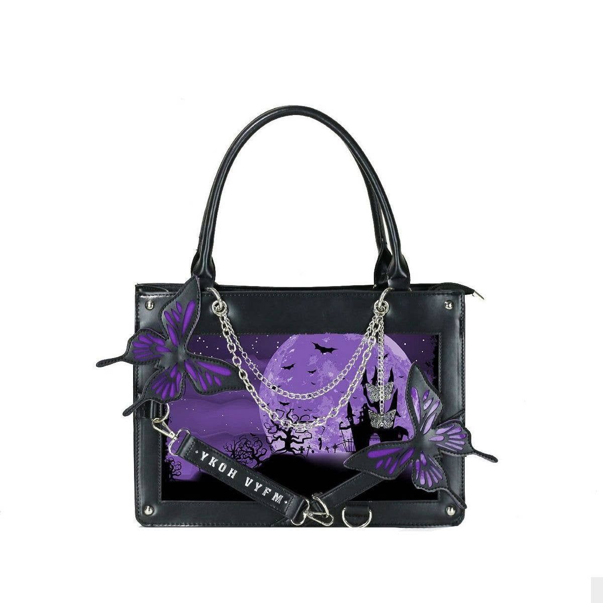 Women Fashion Creative Gothic Maze Butterfly Handbag, Color: Purple Moon Butterfly, Size: One Size