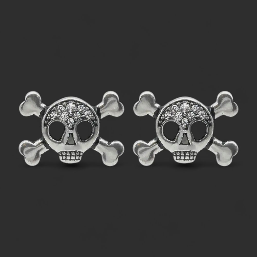 Studded Skull &amp; Crossbones Earrings