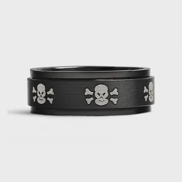 Black &amp; White Skull Spinner Ring