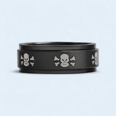 Black &amp; White Skull Spinner Ring