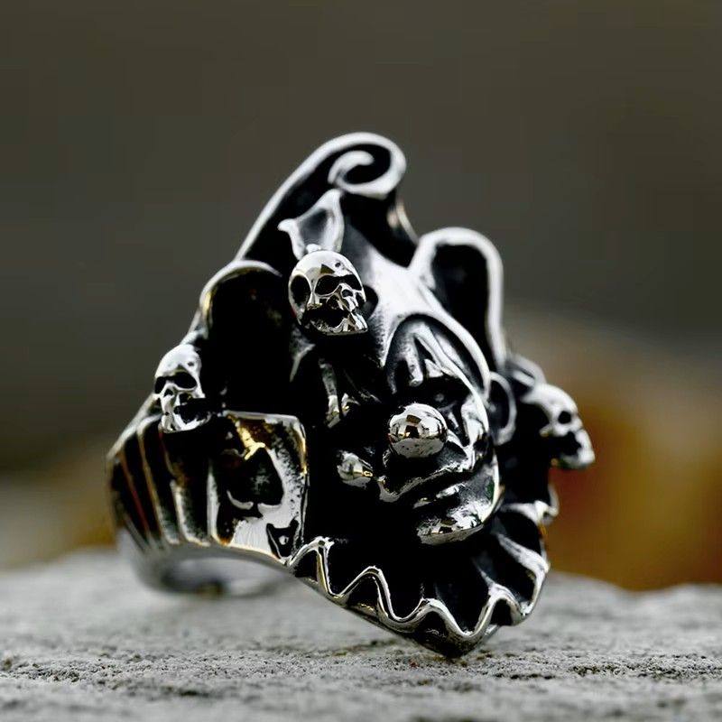 Jester Clown Skull 316L Stainless Steel Ring