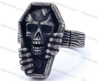 Dark Brushed Finished Coffin Ring