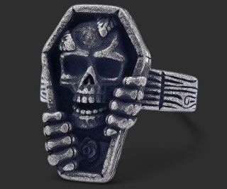 Dark Brushed Finished Coffin Ring