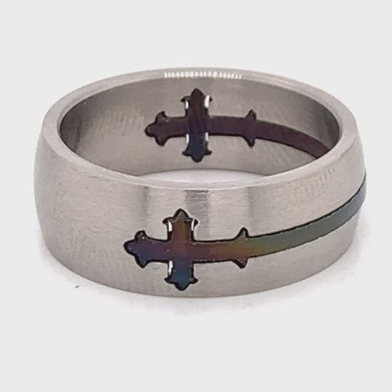 Black Cross Stainless Steel Ring