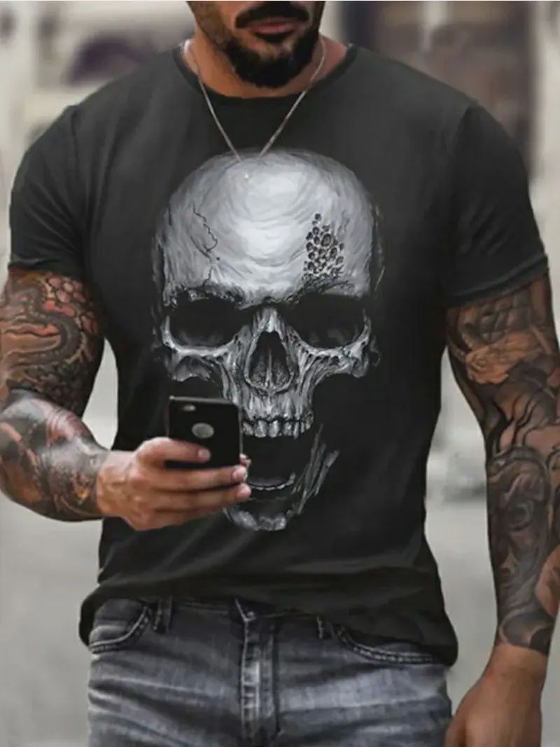 Medium Men's Skull Short Sleeve T-Shirt