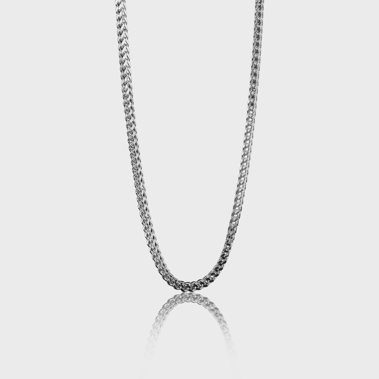 30" 4mm Stainless Steel Franco Wheat Chain Necklace