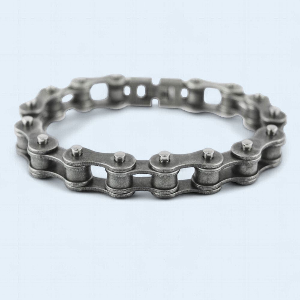 7" Antiqued 316L Stainless Steel Bike Chain Bracelet