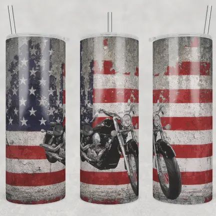 American Flag Motorcycle Tumbler