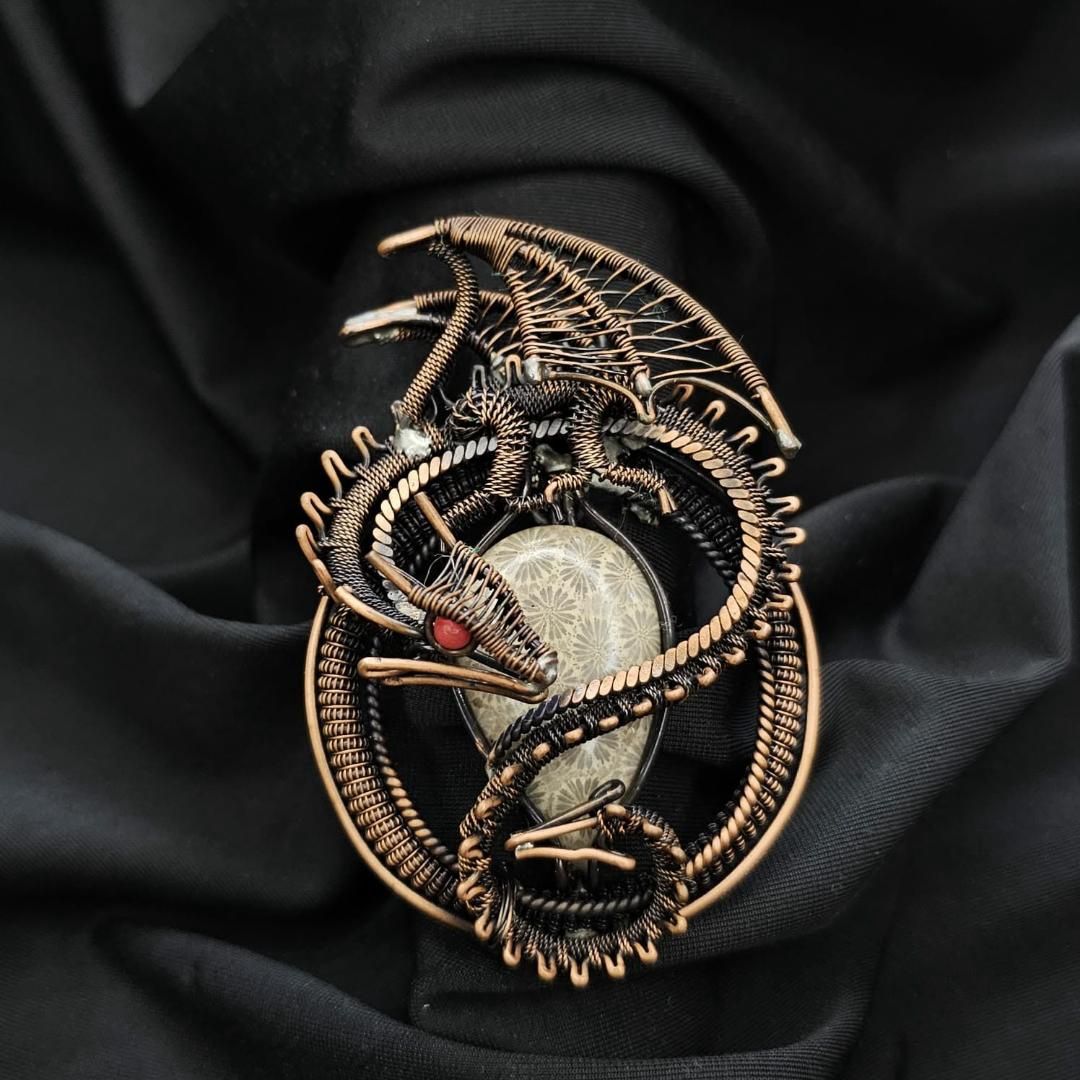 Handmade Wire Wrapped Dragon Pendant