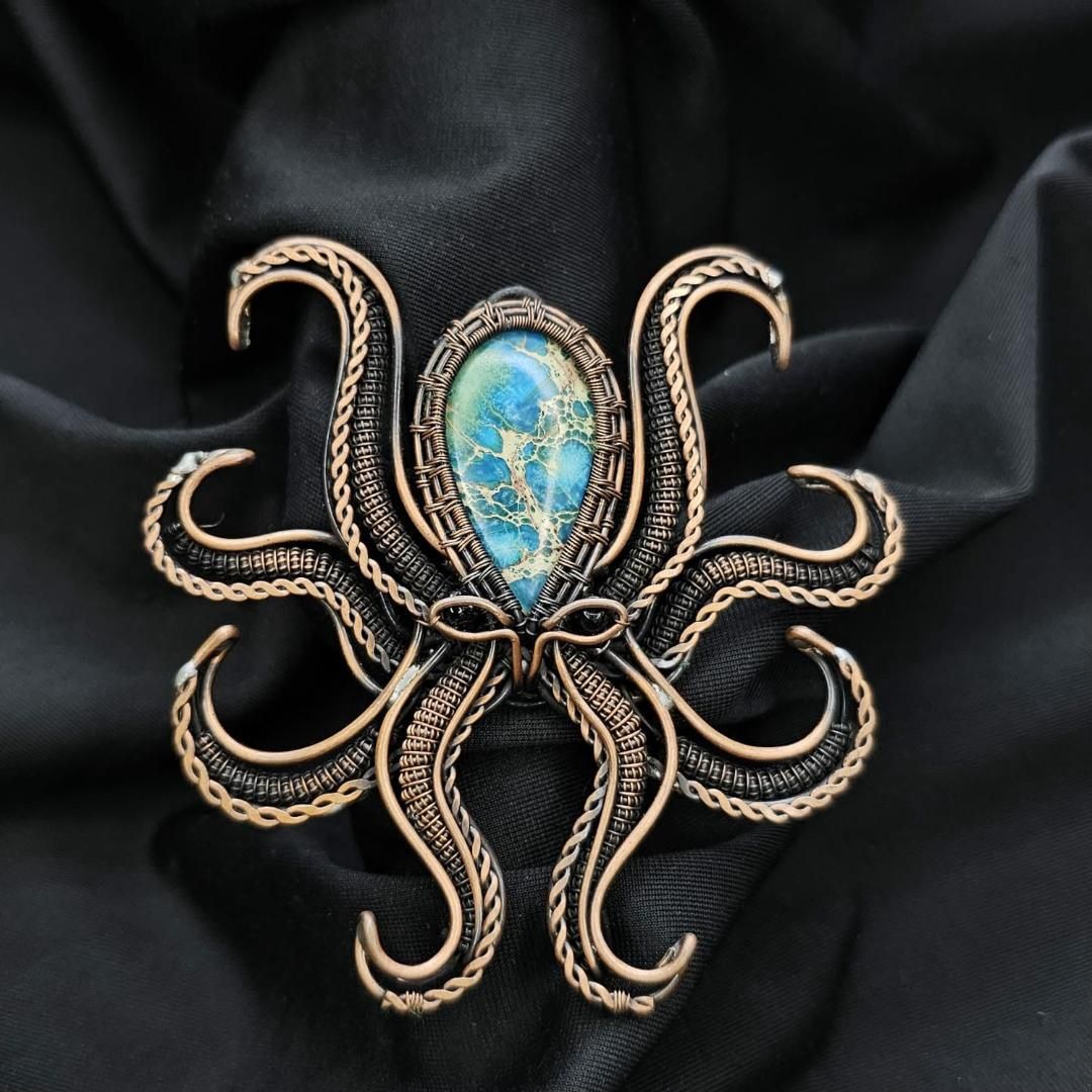 Handmade Wire Wrapped Octopus Pendant