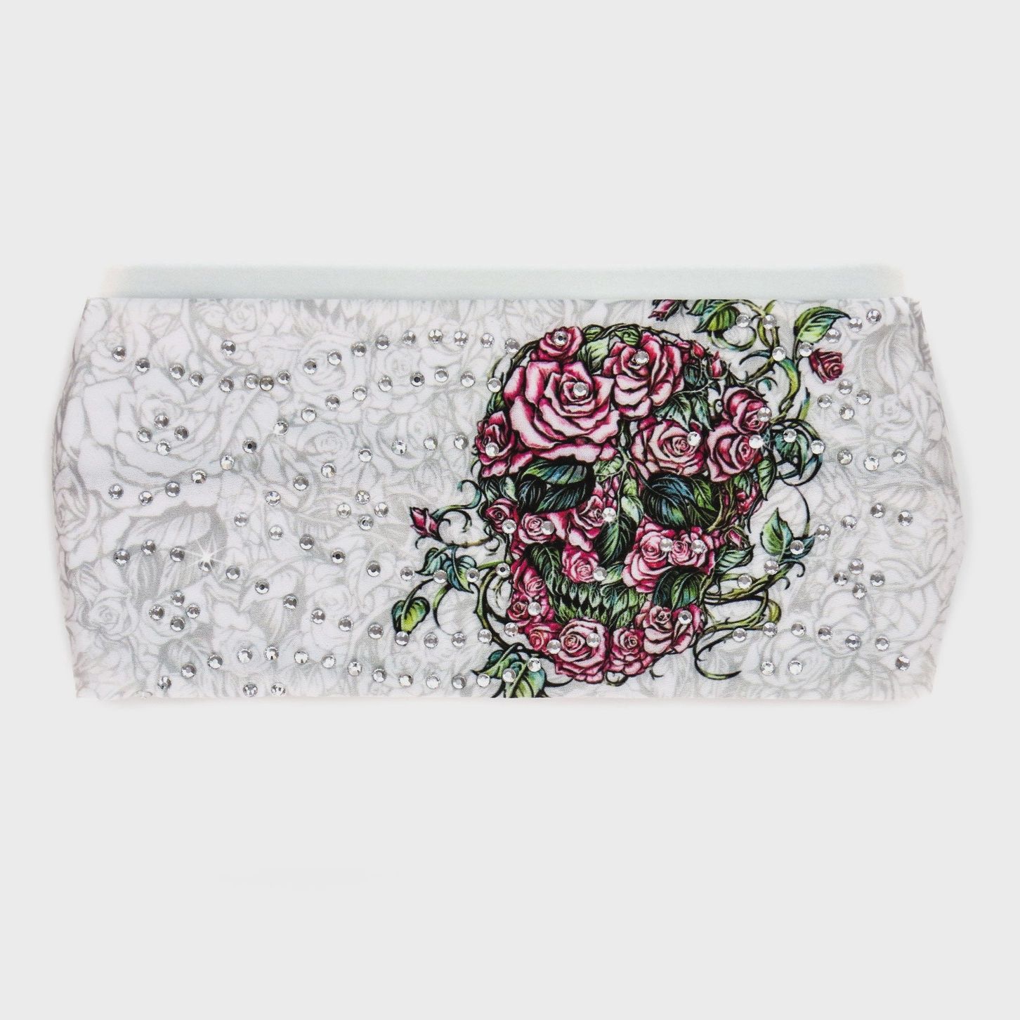 Hot Leathers Bling Bands Rose Skulls Rhinestone Crystal Headband Wraps