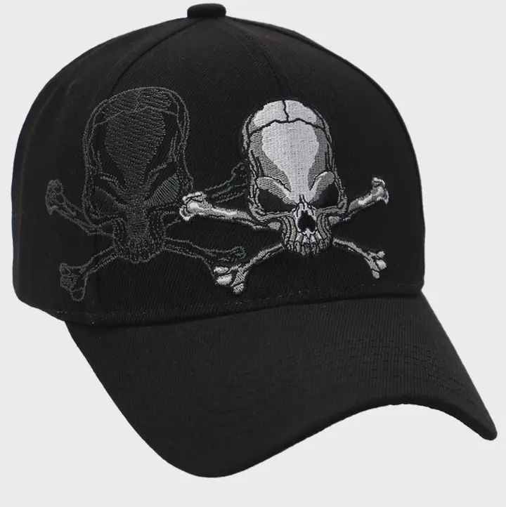 Rebel Biker Skull Embroidered Baseball Cap
