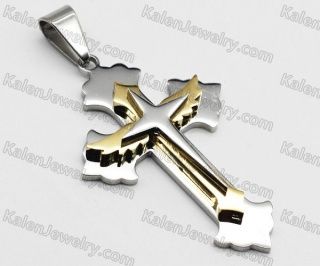 316L Large Gold &amp; Stainless Steel Cross Pendant