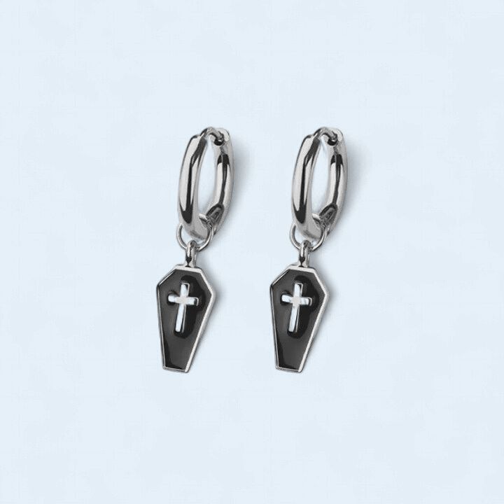 316L Stainless Steel Enamel Layer Coffin Dangle Earrings