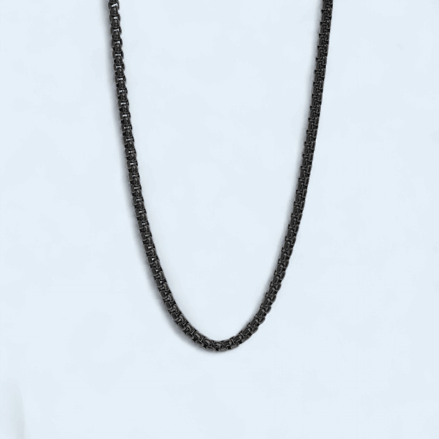 20" Black 316L Stainless Steel Rounded Box Chain