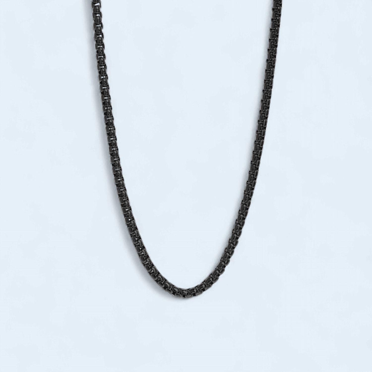 26" Black 316L Stainless Steel Rounded Box Chain