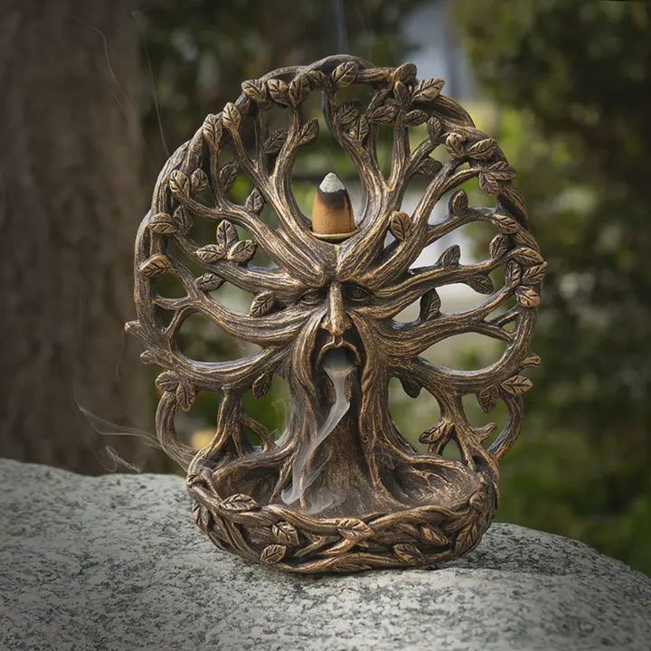 Tree of Life Greenman Backflow Incense Burner