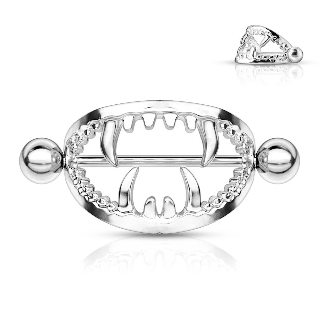 14G Scary Fangs Nipple Piercing