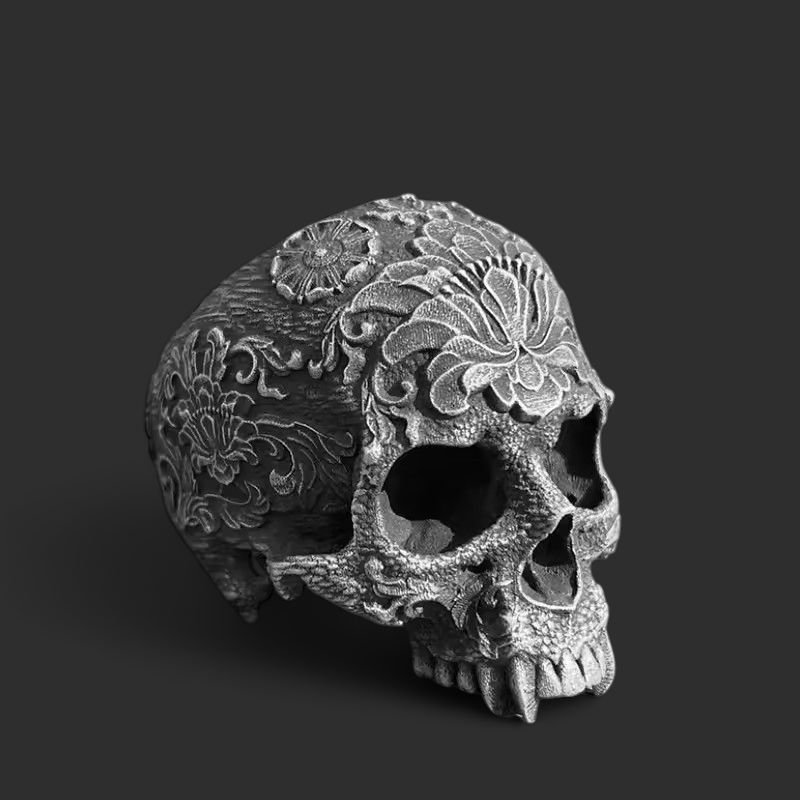 Heavy Sugar Skull Ring