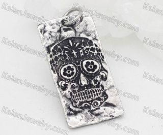 316L Sugar Skull Tag Necklace