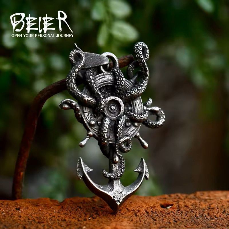 Stainless Steel Octopus Anchor Pendant