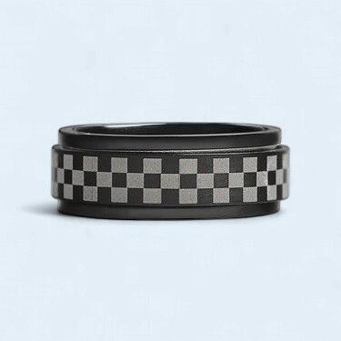 Black Checker Spinner Ring