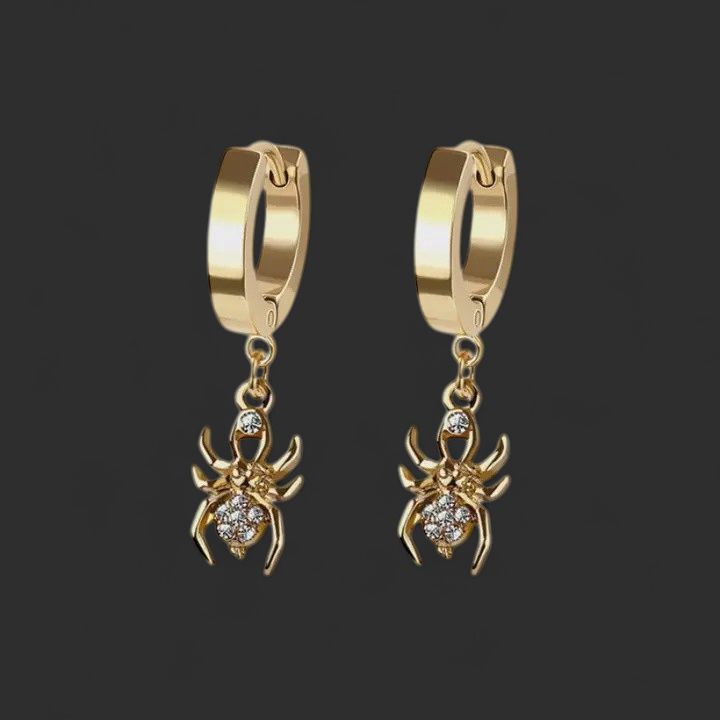 Pair of 316L Stainless Steel Gold Spider Earrings