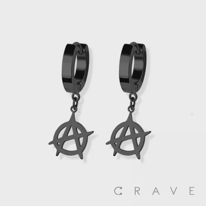 Black Pentagram Dangle Earrings