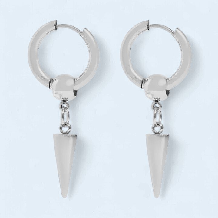316L Stainless Steel Spike Pendant Hoop Earrings