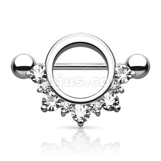 14G Clear Half Circle CZ Lined 316L Surgical Steel Nipple Shield