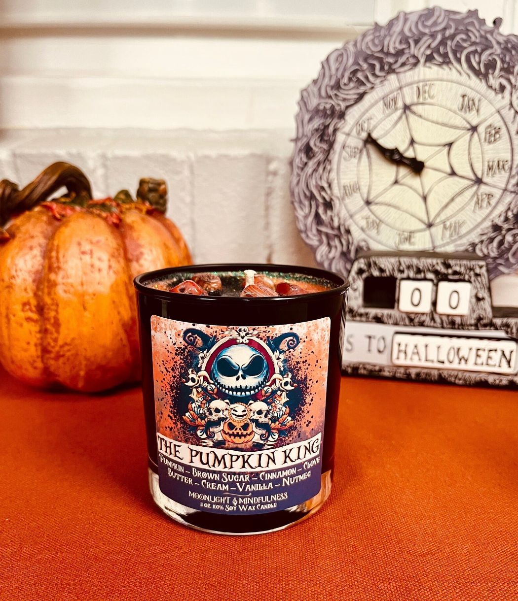The Pumpkin King Soy Wax Crystal Candle, Vegan, Nontoxic